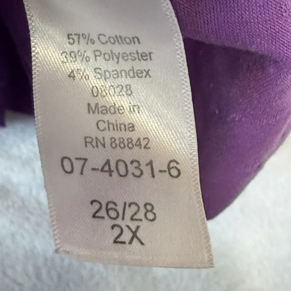 Woman Within Purple Eyelet Off the Shoulder Blouse Top Size 2X 26/28 Feminine